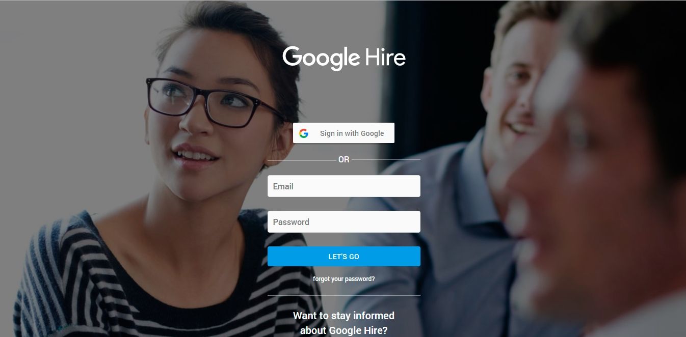 Pantalla principal de Google Hire